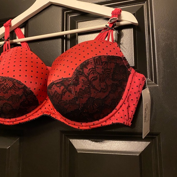 Additionelle NWT balconette bra 42D red/pink polka dot - Picture 2 of 9